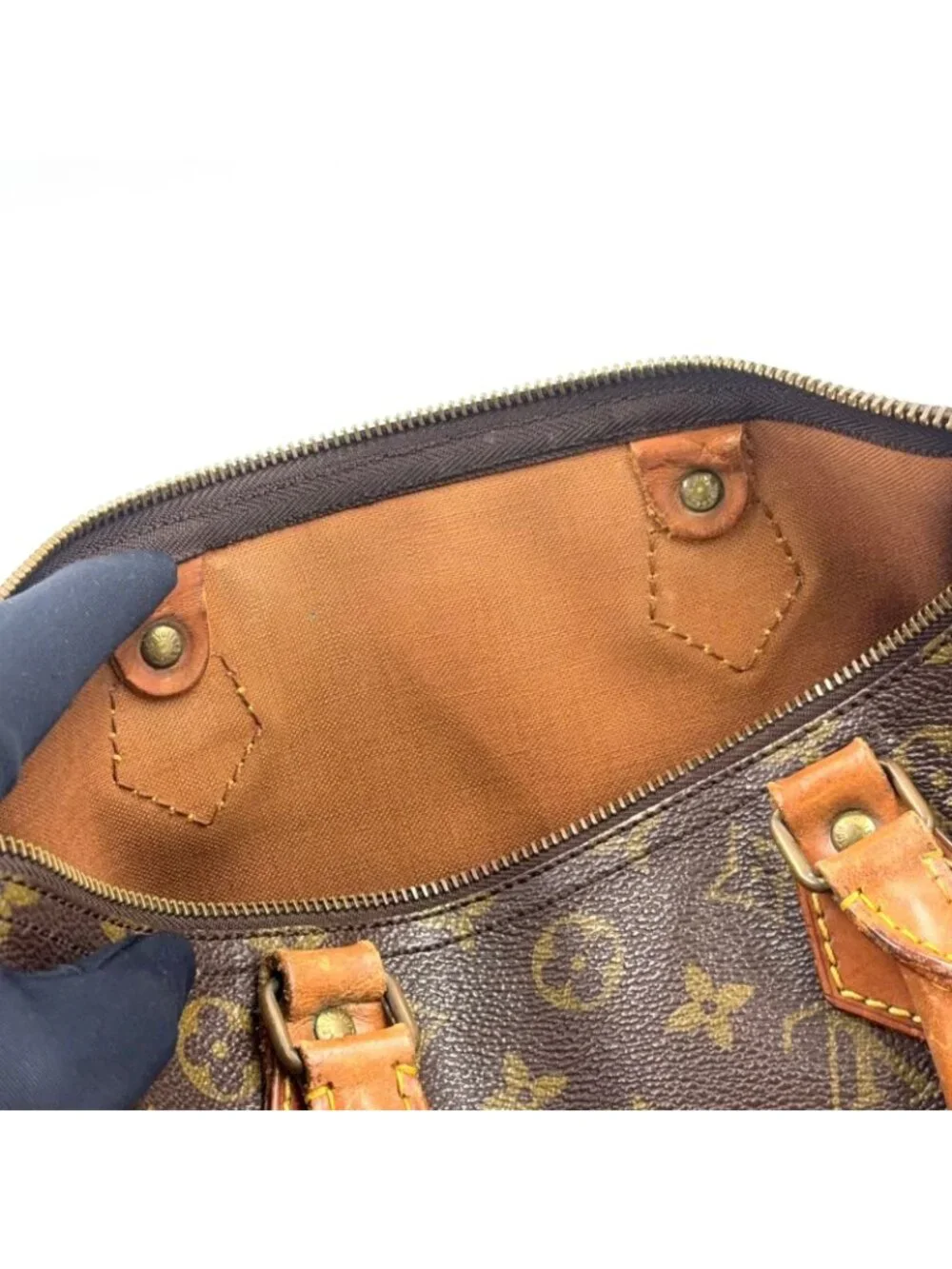 Louis Vuitton Speedy 30 Monogram Leather Brown Light Handbag Gold